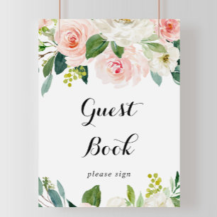 Livre d'or avec calligraphie verte florale simple