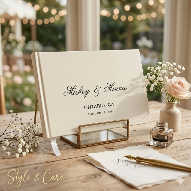 Livre d'or avec conception de texte personnalisée (Guest Book with Personalized Custom Text Design)