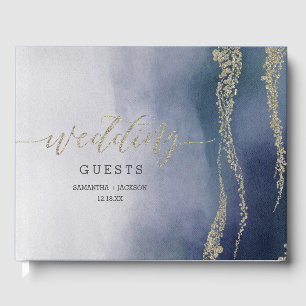 Livre D'or Awash Elegant Surf aquarelle Mariage Monogramme
