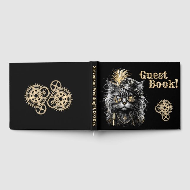 Livre D'or Awesome Steampunk Cat Information Spine (Complet)