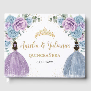 Livre D'or Baby Blue Lilac Floral Princesses Twin Quinceañera