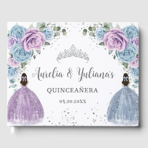 Livre D'or Baby Blue Lilac Floral Princesses Twin Quinceañera