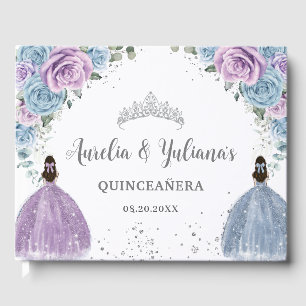 Livre D'or Baby Blue Lilac Floral Princesses Twin Quinceañera