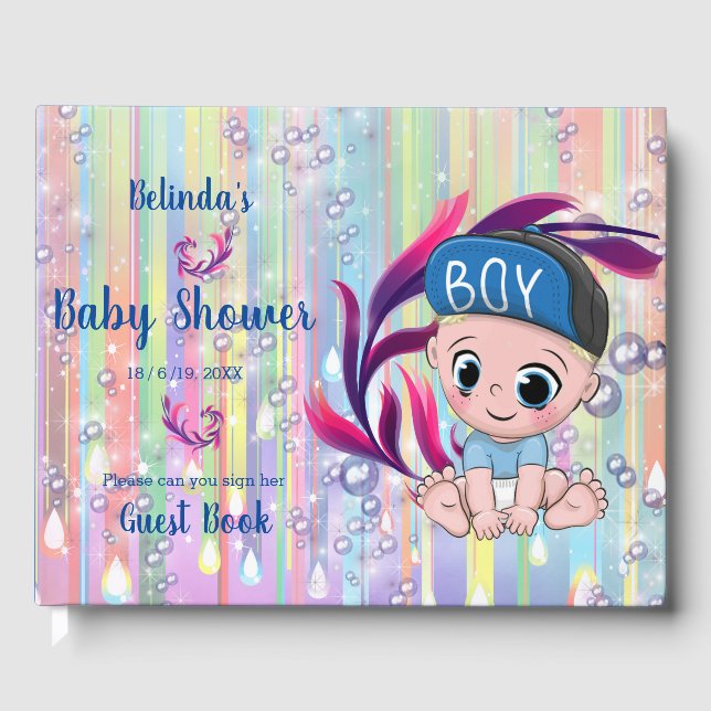 Livre D'or Baby Boy Bubbles & Unicorns (Recto)