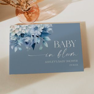 Livre D'or Baby In Bloom Bleu Poussiéreux Fleurs Baby Shower