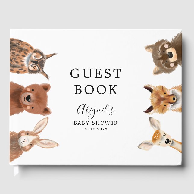 Livre D'or Baby shower animal rustique des bois (Recto)