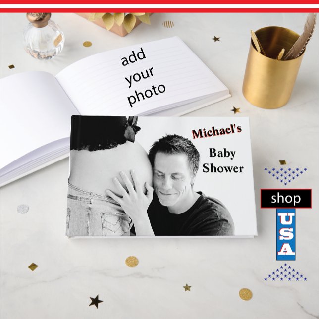 Livre D'or Baby shower 🍼 bébé bosse photo Monogramme (Créateur téléchargé)