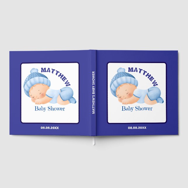 Livre D'or Baby-Shower Bleu, Baby-Shower Garçon (Complet)
