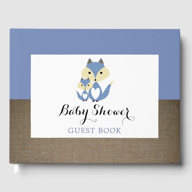 Livre D'or Baby shower Blue Fox Burlap (Recto)