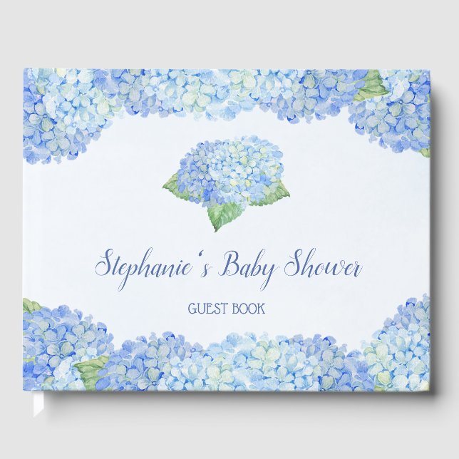 Livre D'or Baby shower Blue Hydrangea Personnalisé (Recto)