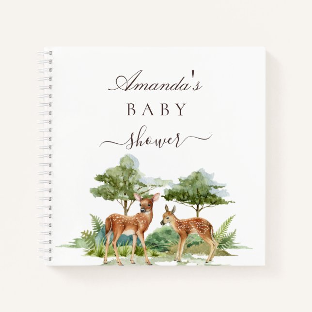 Livre d'or baby shower bois cerfs (Devant)