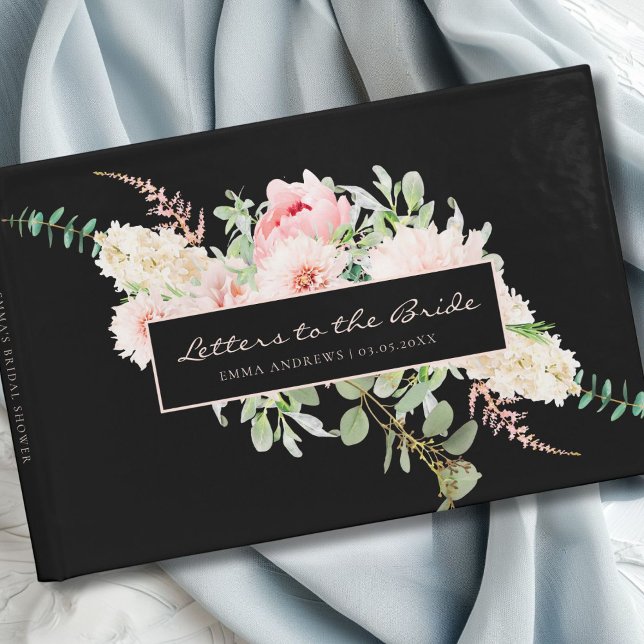 Livre D'or Baby Shower Botanique de Printemps pour la Mariée (Personalized, modern, elegant, watercolor, floral "Letters to the Bride" Bridal Shower Guest Book.)