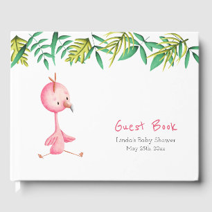 Livre D'or Baby Shower Botanique Tropical Rose Flamant
