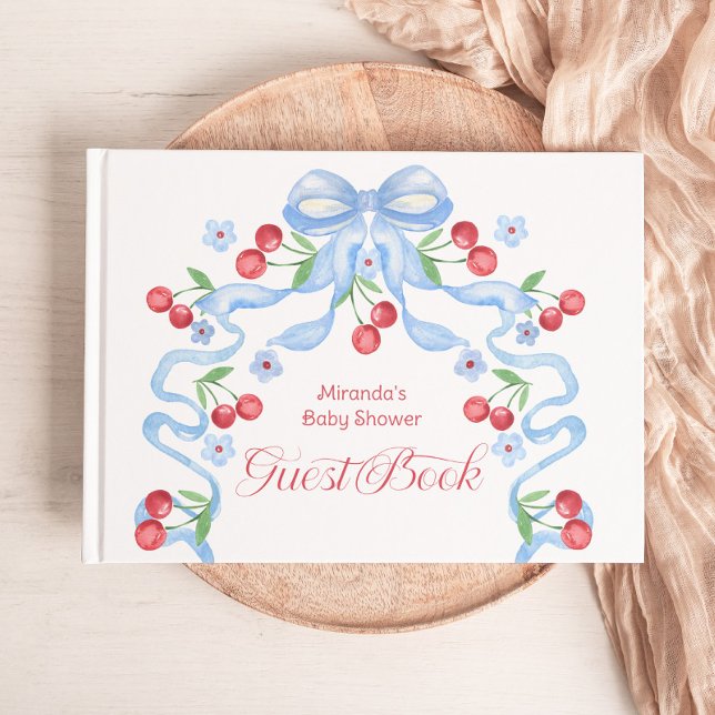 Livre D'or Baby shower cerisier bleu boue (Créateur téléchargé)