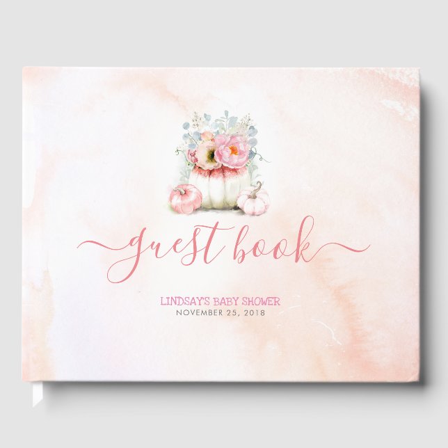 Livre D'or Baby shower Citrouille de Parties scintillant rose (Recto)