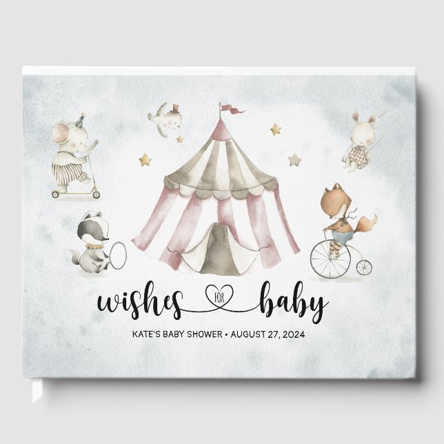 Livre D'or Baby shower d'Aquarelle Circus Animaux (Recto)