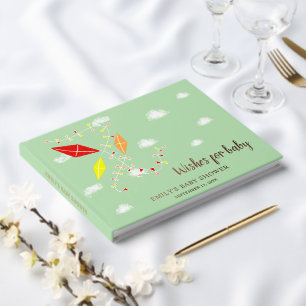 Livre D'or Baby shower de cerfs-volants verts en or pour bébé