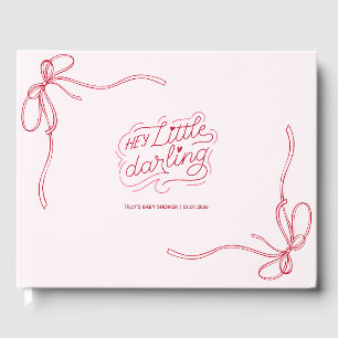 Livre D'or Baby shower de fille de béquille rose vif moderne