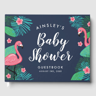 Livre D'or Baby shower de Flamants roses tropicaux
