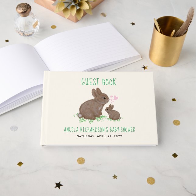 Livre D'or Baby shower de lapins adorables (Recto ouvert)
