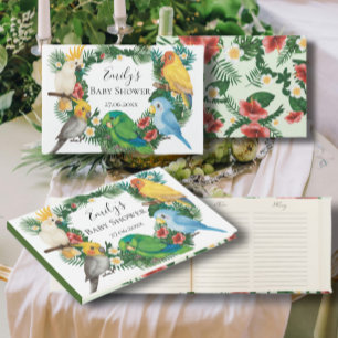 Livre D'or Baby shower de perroquets tropicaux verdoyant