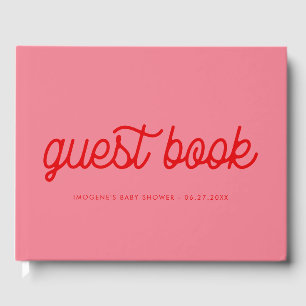 Livre D'or Baby shower de script vintage Pink Retro