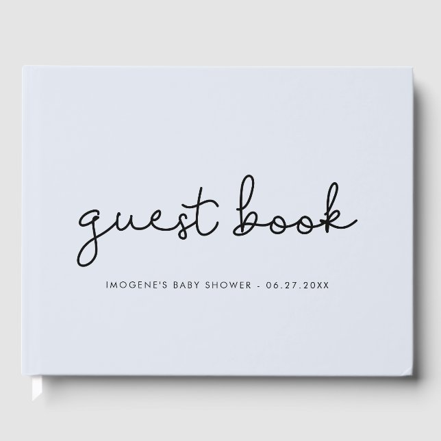 Livre D'or Baby shower de typographie blanche mignonne (Recto)
