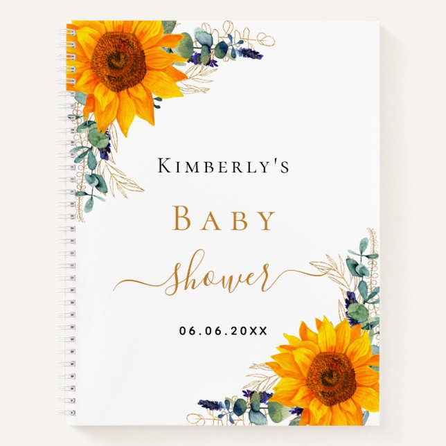 Livre d'or baby shower eucalyptus tournesol (Devant)