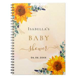 Livre d'or baby shower eucalyptus tournesol