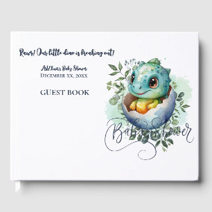 Livre D'or Baby shower Feuille Dinosaur Oeuf Cute Aquarelle