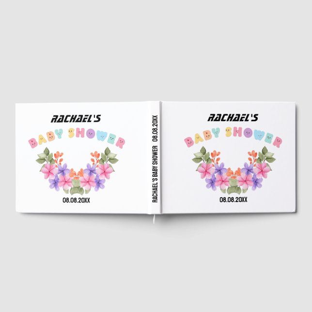 Livre D'or Baby Shower Fille Fleur Rose Pastel (Complet)