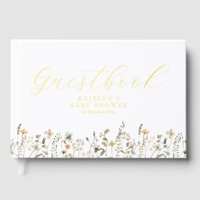 Livre D'or Baby shower Fleur sauvage aquarelle (Recto)