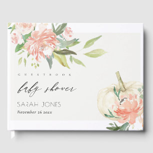 Livre D'or Baby shower floral blanc doux Citrouille