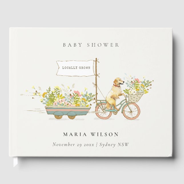 Livre D'or Baby shower Floral Golden Retriever cultivé locale (Recto)