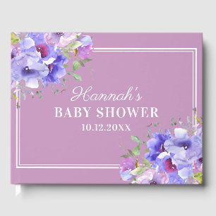 Livre D'or Baby shower Floral violet élégant