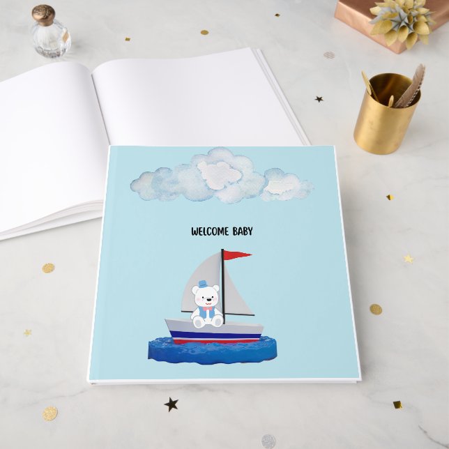 Livre D'or Baby Shower Foil Guest Book  (Recto ouvert)