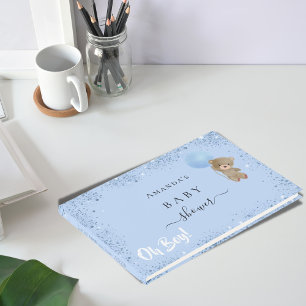 Livre D'or Baby shower garçon bleu ours en peluche parties sc