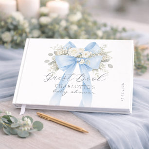Livre D'or Baby Shower Garçon Coquette Ruban Bleu