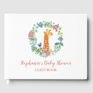 Livre D'or Baby shower Giraffe & couronne florale Personnalis