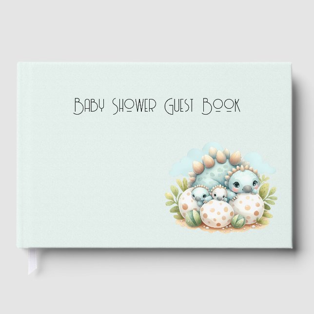 Livre D'or Baby Shower Guest Book Dinosaur Dino Mite Keepsake (Recto)