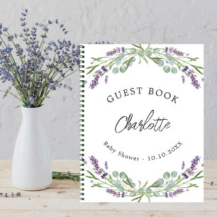 Livre d'or baby shower lavande violette eucalyptus