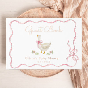 Livre D'or Baby shower lunaire sot oie rose Bow