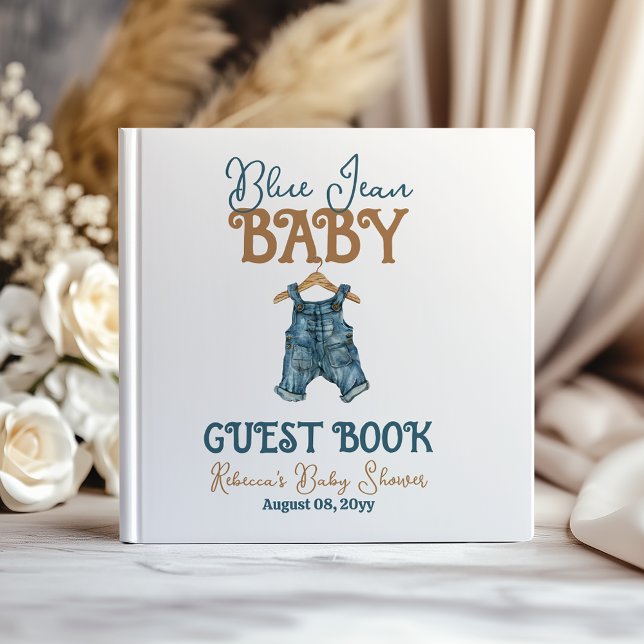 Livre D'or Baby shower moderne Denim Boy Blue Jean (Créateur téléchargé)
