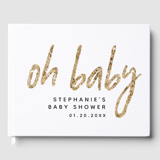 Livre D'or Baby shower moderne Genre Neutre Glam Or (Recto)