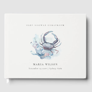Livre D'or Baby-Shower Nautique Corail Crabe Sous-Marin Muet