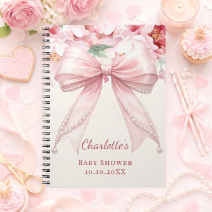 Livre d'or Baby Shower nœud rose fleurs abordable