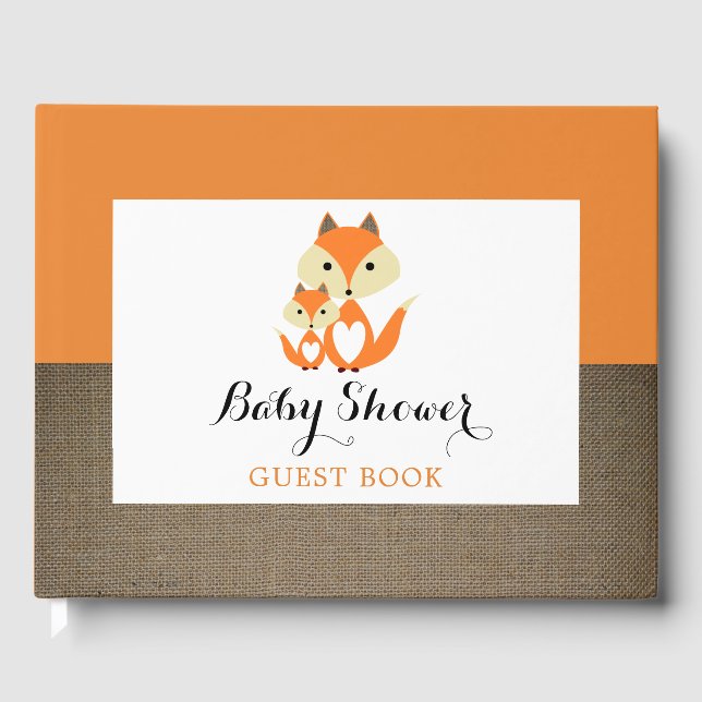 Livre D'or Baby shower Orange Fox Burlap (Recto)