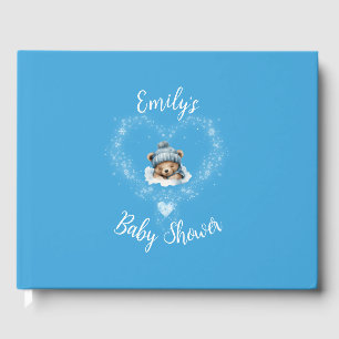 Livre D'or Baby shower Ours Bleu Teddy Excité
