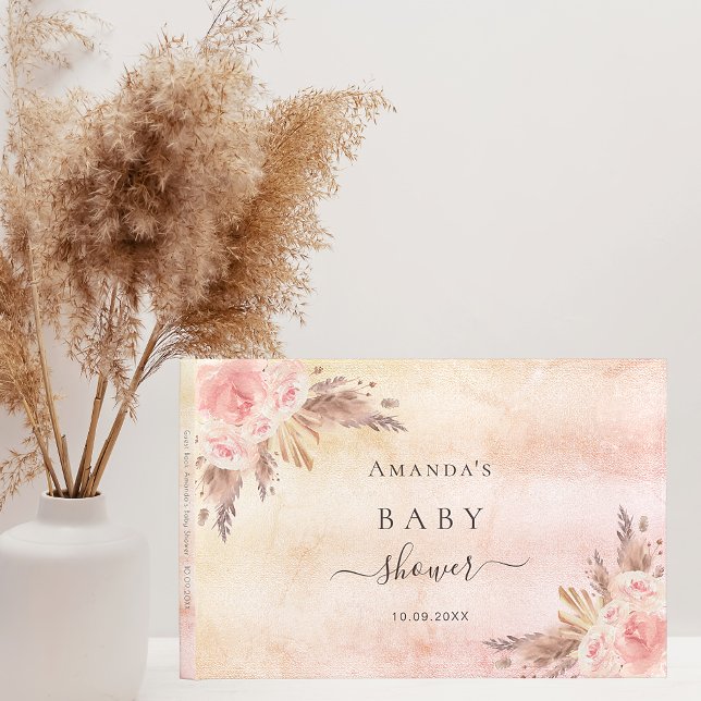 Livre D'or Baby Shower pampas grass rose gold (Créateur téléchargé)