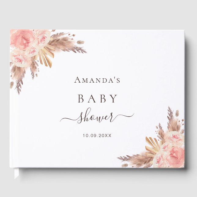Livre D'or Baby shower pampas herbe rose or rousse rose (Recto)